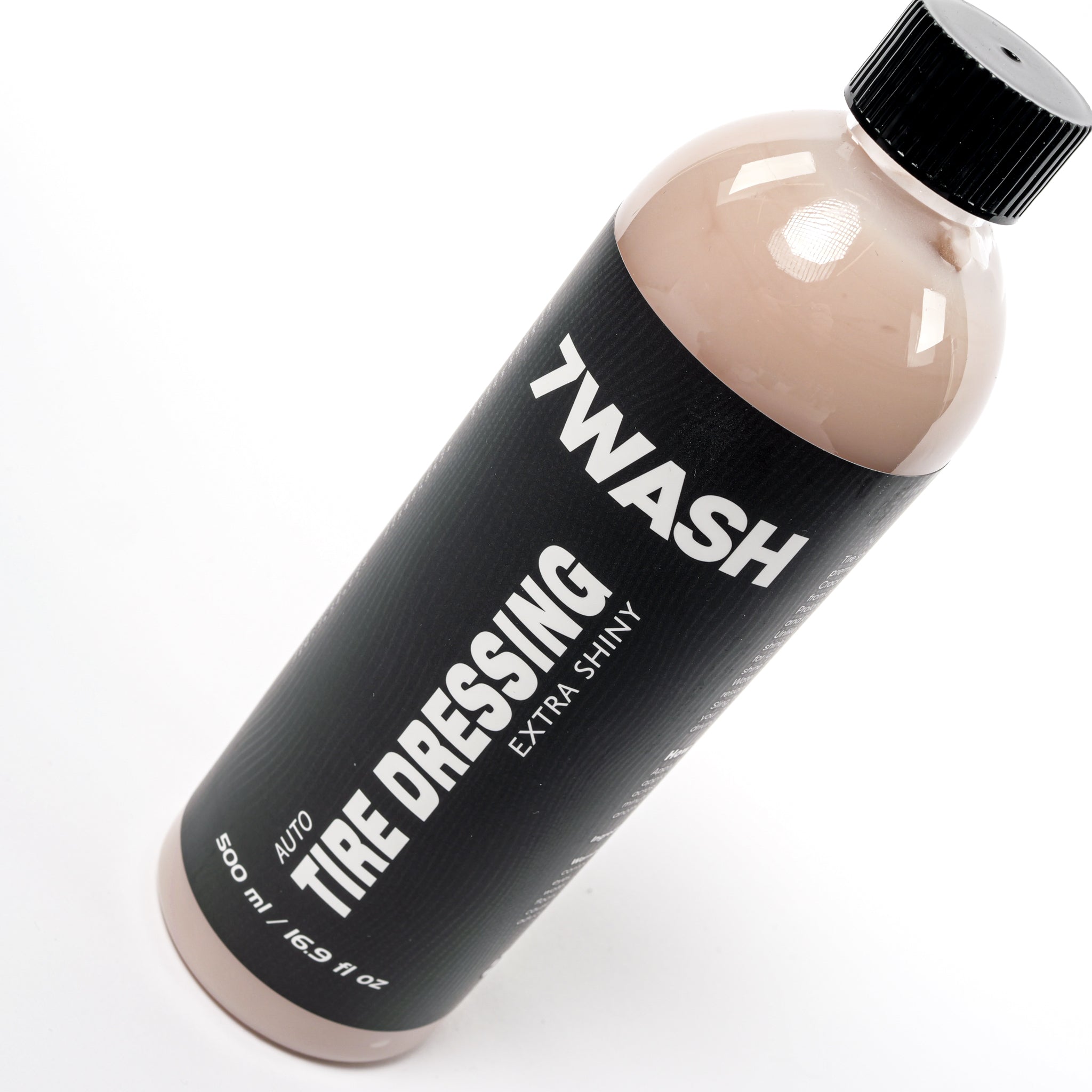 7WASH Tire Shine & Dressing Extra Shiny 500 ml tire shine spray for deep black tires, long-lasting tire protection, wet look finish, and professional car detailing tire care