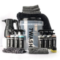 7WASH complete car care kit with foam sprayer, microfiber drying towels, wash bucket with grit guard, car wash shampoo, tire dressing, and premium vehicle detailing products for cleaning cars and motorcycles