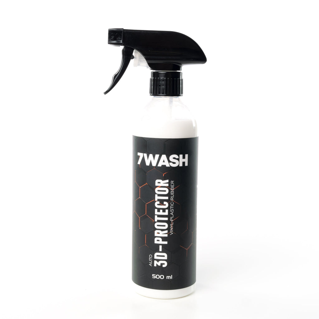 7WASH 3D-Protector 500 ml Kunststoffpflege Flasche Rückseite mit Anwendung