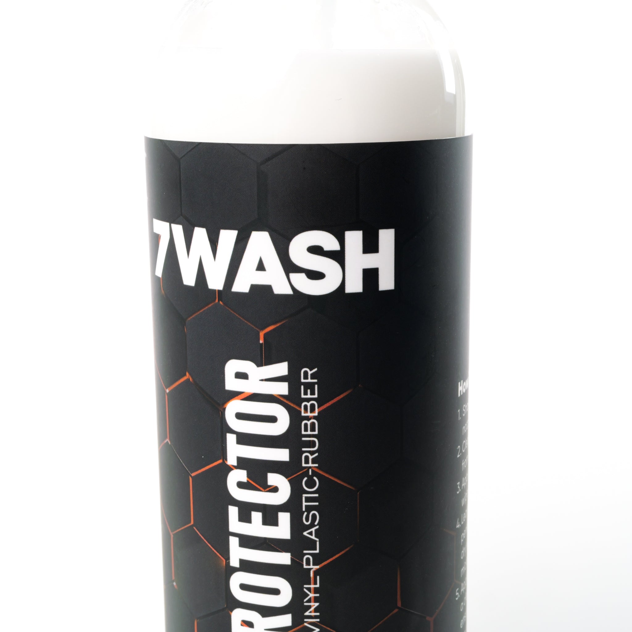 7WASH 3D-Protector 500 ml Kunststoffpflege Flasche Rückseite mit Anwendung